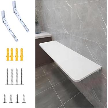 Imagem de Mesa flutuante para laptop disponível em três cores, mesa dobrável para lavanderia, mesa dobrável montada na parede, mesa suspensa para lavanderia, escritório em casa, cozinha, banheiro (branco, 60 30