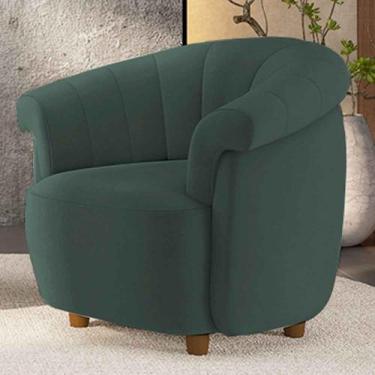 Imagem de Poltrona Decorativa Latvia 86cm Pés de Madeira Veludo Azul Petróleo G4