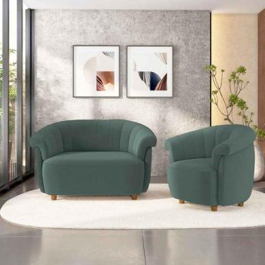 Imagem de Conjunto Sala de Estar Decorativo Latvia Sofá Namoradeira e Poltrona P