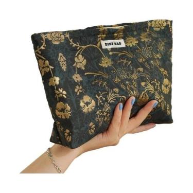 Imagem de Bolsa De Maquiagem Feminina De Grande Capacidade Com Estampa De Flores