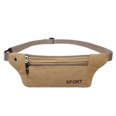 Imagem de Bolsa de cintura fina de lona fina | Bolsa esportiva multiuso para celular, pochete leve para ciclismo ao ar livre, treino diário, Marrom-2, Tendência