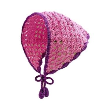 Imagem de Lenço De Lã Coreano Artesanal Feminino Com Renda De Crochê, Chapéu Tri