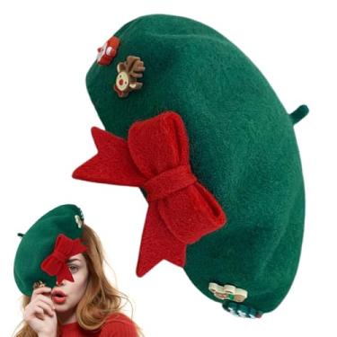 Imagem de Chapéu de inverno de Natal, chapéu francês de lã – boina de lã para mulheres, francês quente, gorro feminino pintor de inverno