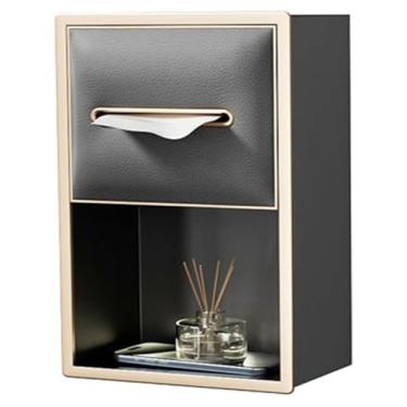 Imagem de Organizador de armazenamento de parede de nicho de chuveiro de aço inoxidável - Caixa de papel higiênico embutida para banheiro - Cinza 20 x 33 x 12,5 cm - Prateleira de decoração interna moderna