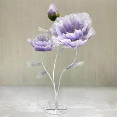 Imagem de Grande decoração de flor de seda artificial com hastes e base em pé - ideal para exibições de casamento, adereços de fotografia e decoração de casa