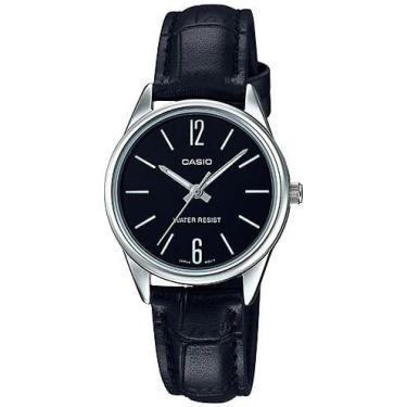 Imagem de Relógio CASIO feminino preto prata couro LTP-V005L-1BUDF