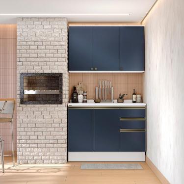 Imagem de Armário De Cozinha Compacta 100% Mdf 120cm Branco/azul Profundo Celeste Kappesberg