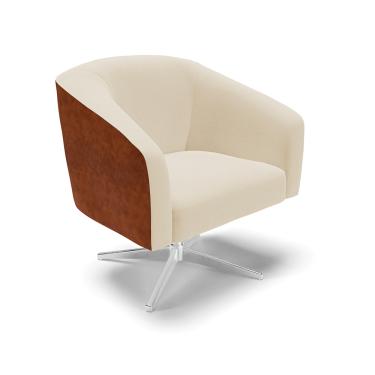 Imagem de Poltrona Decorativa Giratória MA30 Stella Nozes/Linho Bege  D03 - D'Rossi