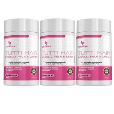 Imagem de Kit 3x Tutti Hair, Cabelos e Unhas 60 Cápsulas Tuttiflora