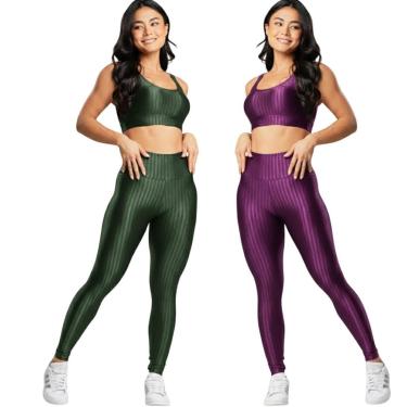 Imagem de KIT 2 Conjunto Fitness Top e Calça New Zig 3D Vekyo Roupa De Academia Treino Para Musculação-Feminino