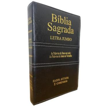 Imagem de Bíblia sagrada com harpa cristã letra jumbo zíper arc palavras de jesu