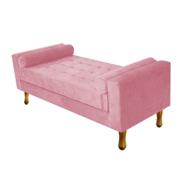 Imagem de Recamier Baú Félix Casal 140cm Suede Rosa Bebê Adj Decor