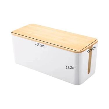 Imagem de Caixa De Armazenamento De Cabos De Madeira, Organizador De Fios Anti-P