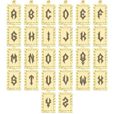 Imagem de Pingente Pequeno Retangular Banhado a Ouro 18k Escolha sua Letra - Tro