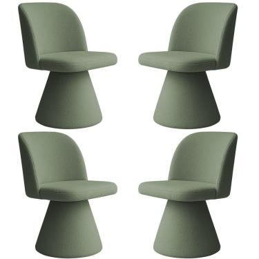 Imagem de Kit 04 Cadeiras De Jantar Base Fixa Liz Bouclé Verde Claro - Nexta Casa