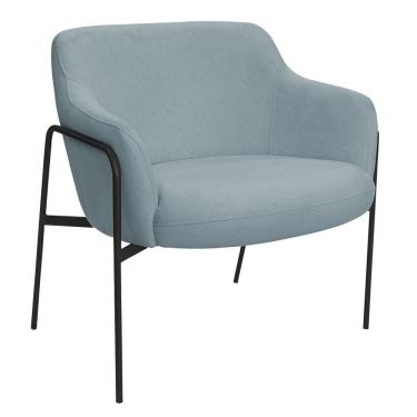 Imagem de Poltrona Decorativa Jade Base Aço Preto Bouclé Azul Claro - Nexta Casa