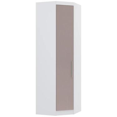 Imagem de Guarda Roupa Canto Obliquo 70cm 1 Porta Taiga Branco/cinnamon L01 - Mpozenato