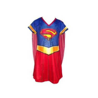 Imagem de Fantasia Roupa Infantil Super Girl Com Capa - Bililika, Azul, PP