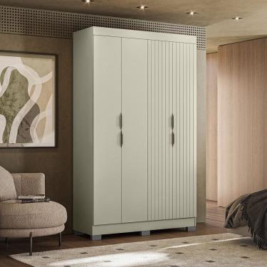 Imagem de Guarda-roupa Casal Ripado com 4 Portas e 2 Gavetas York Off White