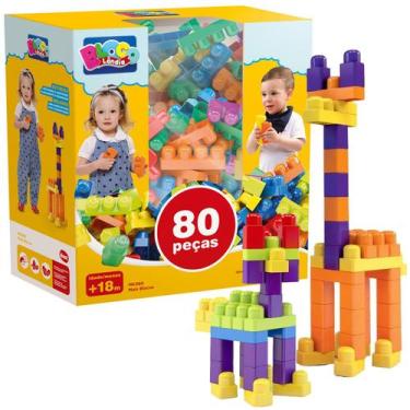 Imagem de Blocos De Montar Infantil Grande 80Peças Brinquedo Educativo - Dismat,