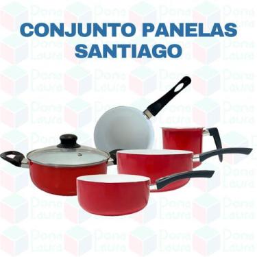 Imagem de Jogo Panelas com Revestimento Cerâmica 6 Peças Cor Vermelho - LEHAVÍ, 