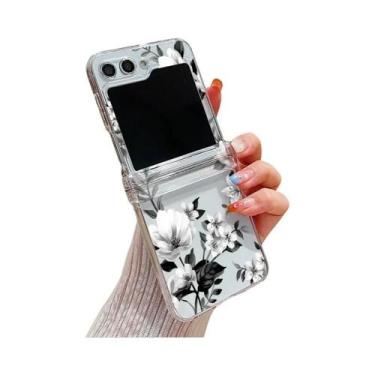 Imagem de Capa Dura Transparente Com Padrão De Flores Para Samsung Galaxy Z Flip