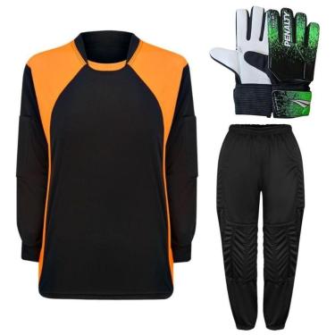 Imagem de Kit de Goleiro Infantil Camisa + Calça Acolchoada + Luva-Unissex