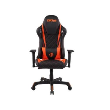 Imagem de Cadeira Gamer Techni Sport Reclinável Giratória - Preta e Laranja TS84
