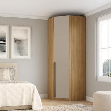 Imagem de Guarda Roupa Modular 1 Porta Canto 45 Altezza Trend Belmax, Freijó/Off