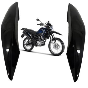 Imagem de Par aba tanque aleta asa tampa lateral honda nxr bros 160 preto brilho
