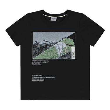 Imagem de Camiseta Infantil Menino De Algodão Gola Redonda - Rovitex, Preto, 08