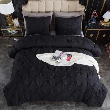 Imagem de Conjunto de edredom Andency Black Pinch Pleat Twin com 1 fronha