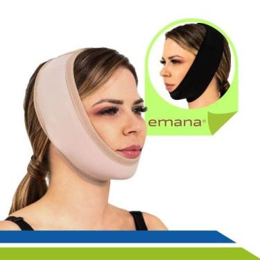 Imagem de Máscara Faixa Para Lipo de Papada Mentoniana Otoplástia Tecido Emana M