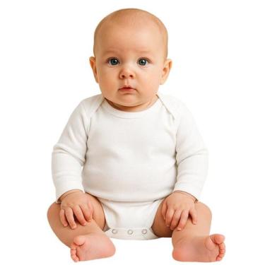 Imagem de Body Manga Longa Botões Infantil Bebê Brandili, GG, Branco