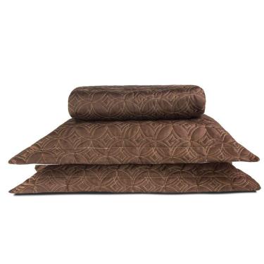 Imagem de Cobre Leito Colcha Queen 3 Peças Bordado Luxury Chocolate
