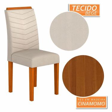Imagem de Kit 2 Cadeiras Estofadas Lisboa Wood Mesa De Jantar Cin/bege - Moveis Arapongas
