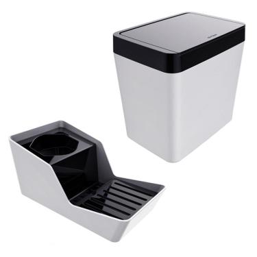 Imagem de Kit Organizador De Pia Esponja Detergente + Lixeira 5 Litros - Branco Crippa