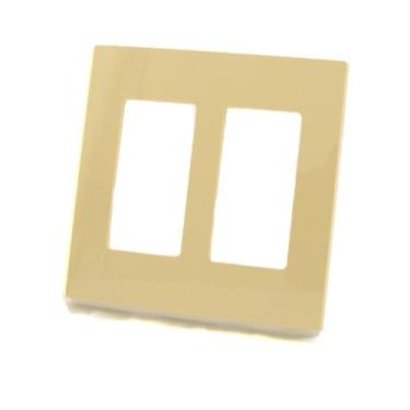 Imagem de Leviton 80309-SI 2-Gang Decora Plus placa de parede sem parafuso, montagem de encaixe, marfim