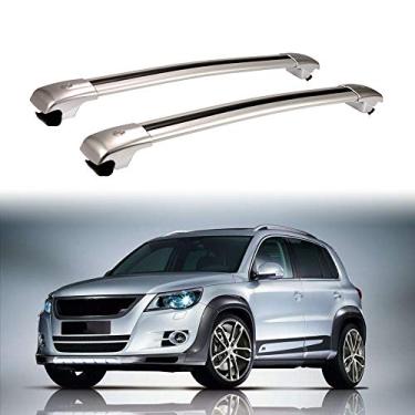 Imagem de UDP 2 peças serve para VW Tiguan 2010-2016 barra transversal ajustável trilho de telhado bagagem, bagagem, bagagem, bagagem, bagagem, bagagem, barra de rack de telhado, prata