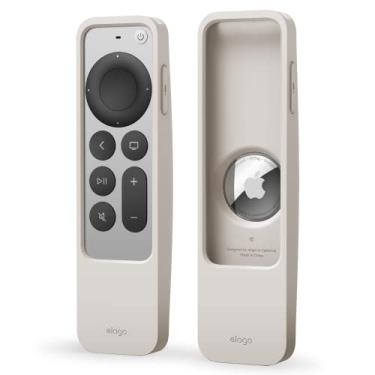 Imagem de elago Capa localizadora R5 compatível com Apple TV 4K Siri Remote 2022 3ª geração, 2ª geração 2021 e AirTag - Acesso total a todas as funções [Pedra]