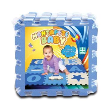 Imagem de Tapete Infantil Eva Vogais Menino Azul 9 Placas - Nig Brinquedos