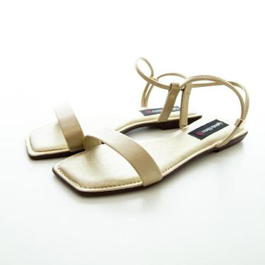 Imagem de Sandália Rasteira Feminina Bico Quadrado Moderna Conforto