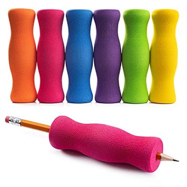 Imagem de Special Supplies - Pegadores de lápis longos de espuma coloridos, suportes acolchoados para caligrafia, desenho, colorir - Uso ergonômico para destros ou canhotos - Reutilizável