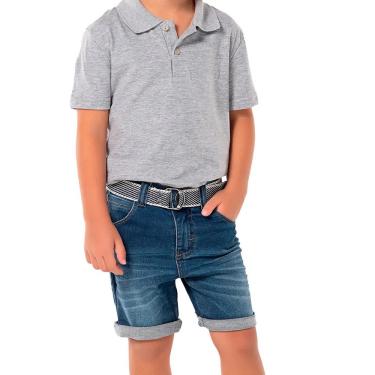 Imagem de Bermuda Jeans Lycra Infantil Menino Elástico Cós Interno Confortável Passeio