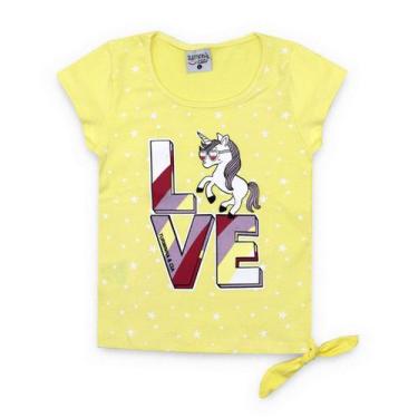 Imagem de Camiseta  Verão Menina Love Amarelo- Turminha & Cia