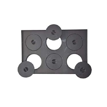 Imagem de Chapa de Ferro Para Fogao Lenha Retangular 6 Furos Com Tampa