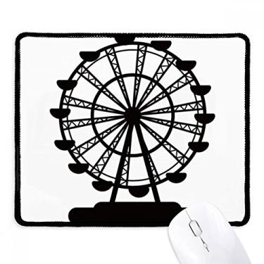 Imagem de Mouse pad preto de roda-gigante com contorno do parque de diversões, borda costurada, tapete de jogos de borracha