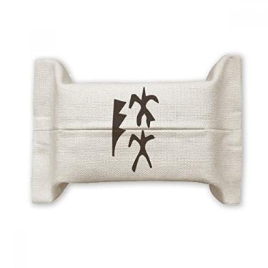 Imagem de Inscrição óssea com sobrenome chinês, suporte de capa de papel para lenços faciais, saco de linho de algodão
