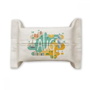 Imagem de Ilustração da temporada do mês de agosto, suporte de capa de papel para lenços faciais, saco de linho de algodão