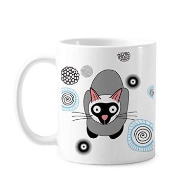 Imagem de Gatinho siamês cinza gato caneca cerâmica café porcelana caneca louça